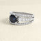 Ring i hvitt gull, safir og diamanter 