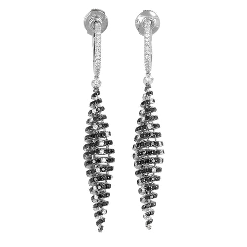 Boucles d'oreilles Giorgio Visconti - Boucles d’oreilles en or gris et diamants blancs et noirs 58 Facettes 66300074
