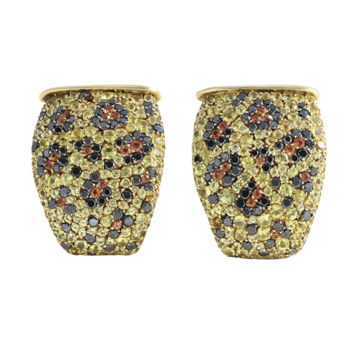 Brincos de clip Panthère Ouro Amarelo, Safira Amarela e Diamantes 