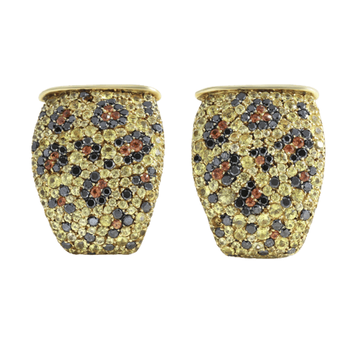 Boucles d'oreilles Boucles d'oreilles Panthère en or jaune, saphirs jaunes et diamants 58 Facettes 66000222