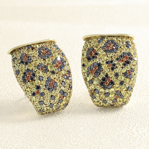 Boucles d'oreilles Panthère - Boucles d'oreilles clips en or jaune, saphirs jaunes et diamants 58 Facettes 66000222