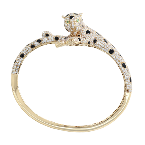 Panthère Yellow Gold Bracelet, Onyx, Emeralds and Diamonds 