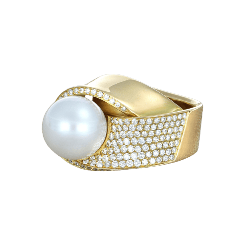 Bague 49 Bague en or rose avec perle d'Australie et diamants 58 Facettes 61400023