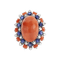 Bague 55 Bague en or gris, corail, saphirs et diamants 58 Facettes 61E00408