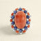 Bague 55 Bague - Corail, saphir et diamants en or gris 750 58 Facettes 61E00408