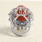 Bague 55 Bague - Corail, saphir et diamants en or gris 750 58 Facettes 61E00408