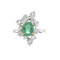 White Gold Ring, Colombian Emerald and Diamonds 