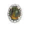Pompadour-Ring aus Weißgold mit Opal und Diamanten 
