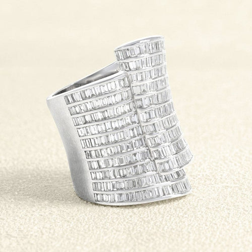 Bague 53 Bague bandeau en or gris 750 pavée de diamants 58 Facettes 61E00438