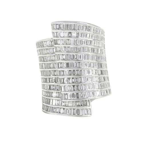 Bague 53 Bague bandeau en or gris et diamants 58 Facettes 61E00438