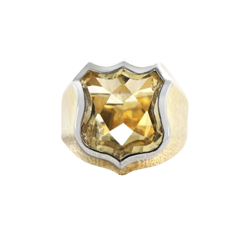Anel de sinete Escudo Ouro Amarelo e Citrino 