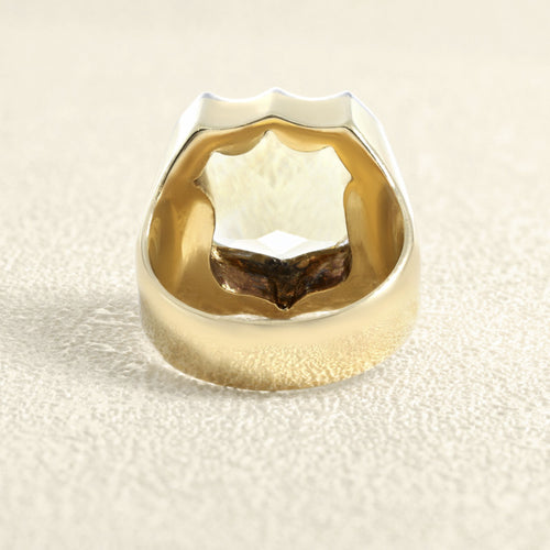 Bague 53 Chevalière Écu - Bague en or jaune et citrine 58 Facettes 61G00079
