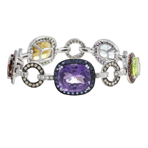 Bracelet Bracelet en or gris, diamants, améthyste et citrine 58 Facettes 62500010
