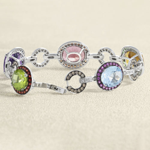 Bracelet Bracelet articulé en or gris 750 avec diamants, améthystes et citrines 58 Facettes 62500010