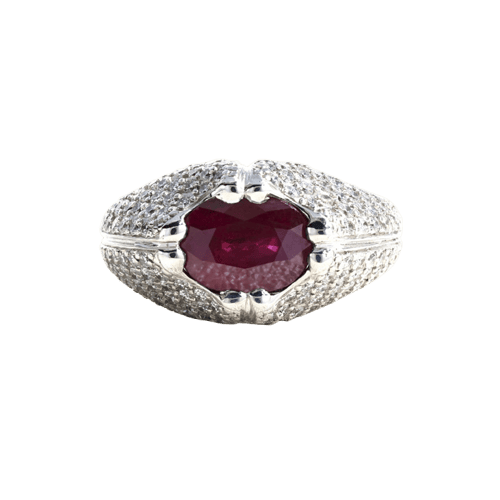 Bague 53 Bague en or blanc, rubis et diamants 58 Facettes 61200005