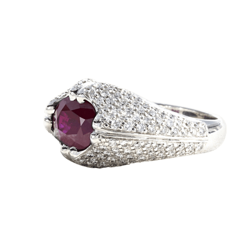 Bague 53 Bague en or blanc, rubis et diamants 58 Facettes 61200005