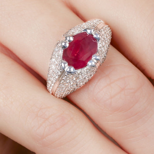Bague 53 Bague en or blanc, rubis et diamants 58 Facettes 61200005