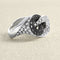 Bague 54 Bague en or gris avec diamants blancs et noirs 58 Facettes 61E00437