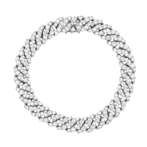 Bracelet Gourmette - Bracelet en or gris et diamants 58 Facettes 62100120