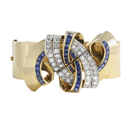 Bracelet Bracelet rigide en or jaune, diamants et saphirs 58 Facettes 62800064