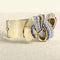 Boucles d'oreilles Bracelet jonc rigide à clip en or jaune 18 carats, diamants et saphirs 58 Facettes 62800064