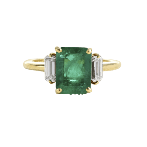 Bague 51 Bague en or jaune avec émeraude et diamants 58 Facettes 61300066