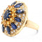 Bague 57 Bague florale en or jaune, saphirs bleus et jaunes, diamants 58 Facettes 61100121
