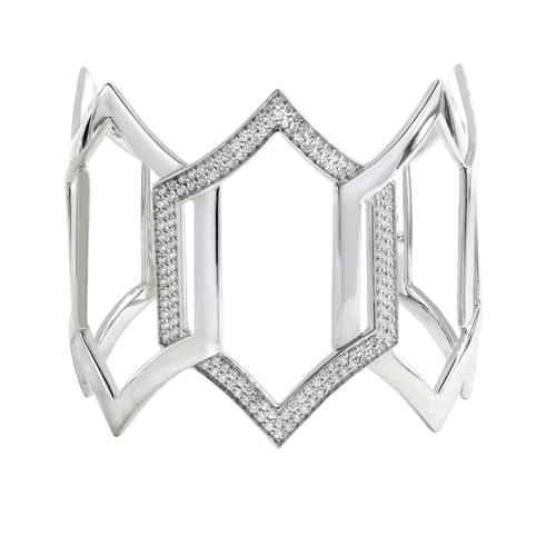 Bracelet Messika Arlequin - Bracelet manchette en or blanc et diamants 58 Facettes 62100114