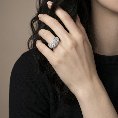 Bague 54 Bague de cocktail - Or gris 18 carats et diamants 58 Facettes 61E00276