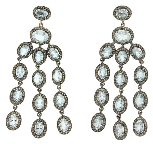 Boucles d'oreilles Boucles d'oreilles - Aigue-marine et diamants en or gris 58 Facettes 66000091