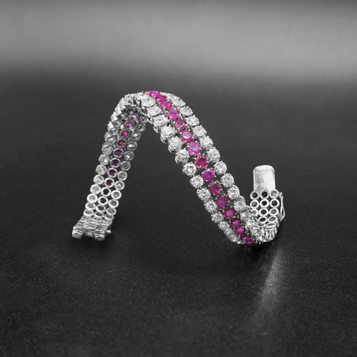 Bracelet Bracelet - Bracelet articulé en or blanc, rubis et diamants 58 Facettes 62100042