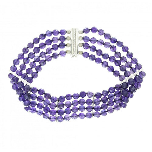 Collier Collier - Collier en or gris, améthystes et diamants 58 Facettes 63700083