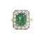 2 Gold Emerald Diamond Ring