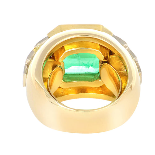 Bague 54 Bague en or jaune, émeraude de Colombie et diamants 58 Facettes 61300079