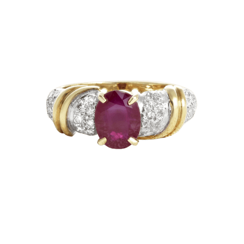 Bague 51 Bague en or jaune avec rubis et diamants 58 Facettes 61600002