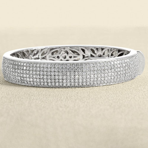 Bracelet 16 Waskoll - Bracelet jonc rigide en or gris 750 et diamants 58 Facettes 62800066