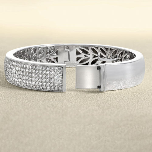 Bracelet 16 Waskoll - Bracelet jonc rigide en or gris 750 et diamants 58 Facettes 62800066