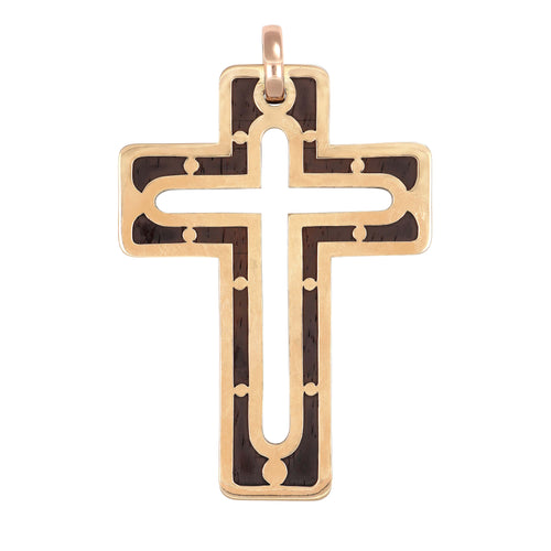 Pendentif Pendentif en or jaune 18 carats et bois d'ébène 58 Facettes 64600020