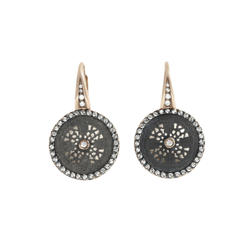 Boucles d'oreilles Alesia - Boucles d'oreilles en or rose, argent et diamants 58 Facettes 66000218