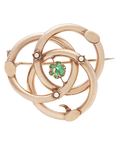 Broche Trilogie - Broche en or rose péridot et perles 58 Facettes BO210340/TRILOGIE