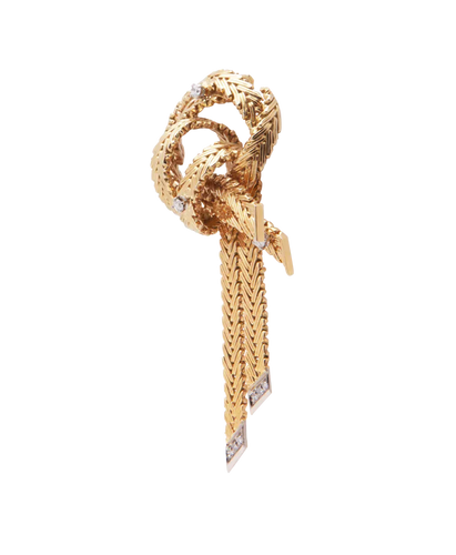 Broche Broche nœud en or jaune et blanc 18K et diamants 58 Facettes BO230045/BROCHEENNŒUD