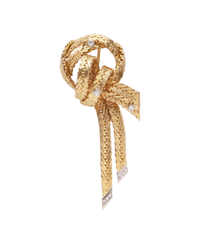Broche Broche nœud en or jaune et blanc 18K et diamants 58 Facettes BO230045/BROCHEENNŒUD