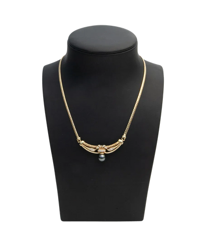 Collier Collier en or jaune, perle de Tahiti et diamants 58 Facettes BO220015/COLLIERDETAHITI