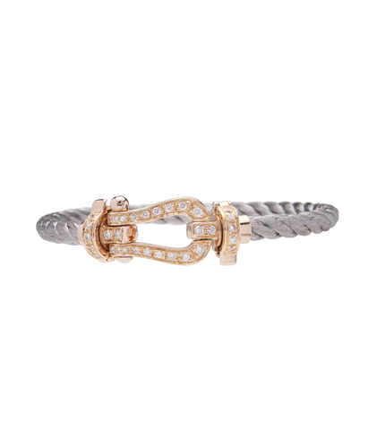 Bracelet Mousqueton - Bracelet en or rose, acier et diamants 58 Facettes BO220683/MousquetonOretDiamants