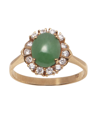 Bague 55 Charme d'Asie - Bague marguerite en or jaune 18 carats, jade et diamants 58 Facettes BO220948/CHARMEDASIE