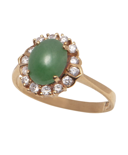 Bague 55 Charme d'Asie - Bague marguerite en or jaune 18 carats, jade et diamants 58 Facettes BO220948/CHARMEDASIE