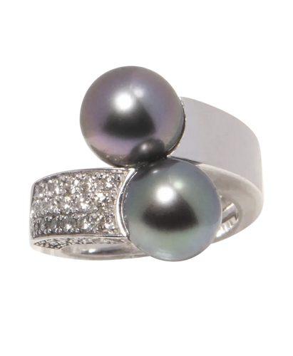 Bague 52 Premiers Liens - Bague toi et moi en or blanc, perles et diamants 58 Facettes BO220303/BAGUETOIETMOI
