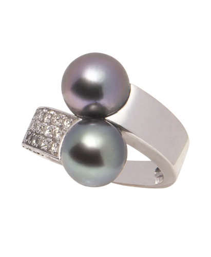 Bague 52 Premiers Liens - Bague toi et moi en or blanc, perles et diamants 58 Facettes BO220303/BAGUETOIETMOI
