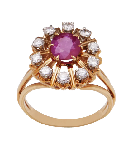 Bague 52 Marguerite - Bague en or jaune saphir rose et diamants 58 Facettes BO220265/MargueriteSaphirRose