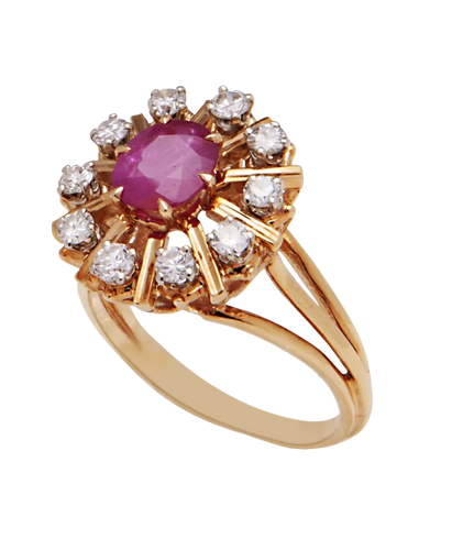 Bague 52 Marguerite - Bague en or jaune saphir rose et diamants 58 Facettes BO220265/MargueriteSaphirRose
